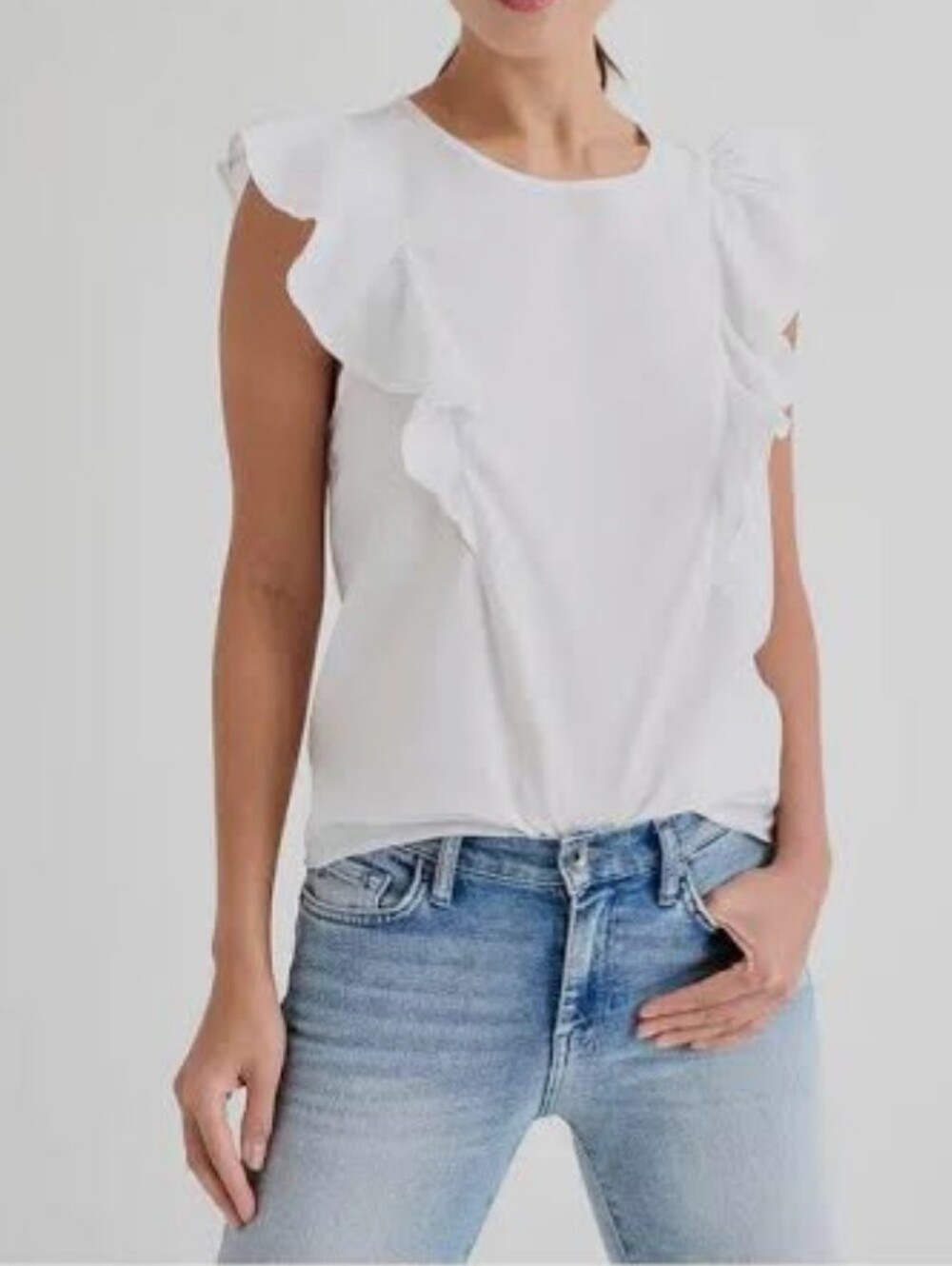 J. Crew White Ruffled Sleeveless Camisole Natural Materil Dressy Size S